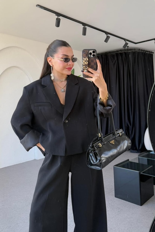 Vitabella Siyah Premium Blazer Takım