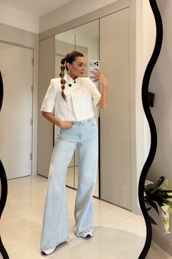 Vitalis Lightblue Yüksek Bel Baggy Jean