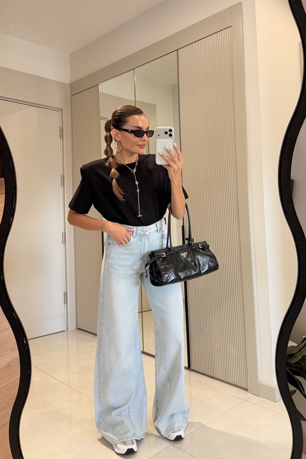 Vitalis Lightblue Yüksek Bel Baggy Jean