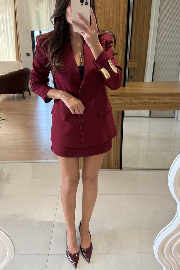 Viyanna Bordo Etekli Premium Takım