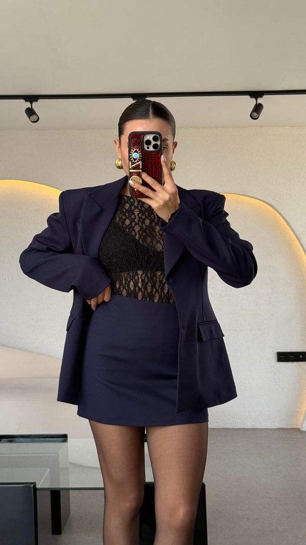 Viyanna Lacivert Etekli Premium Takım