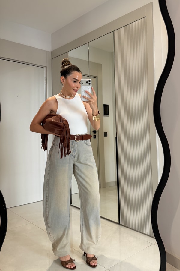 Waldes Yıkama Balon Kesim Jean Pantolon