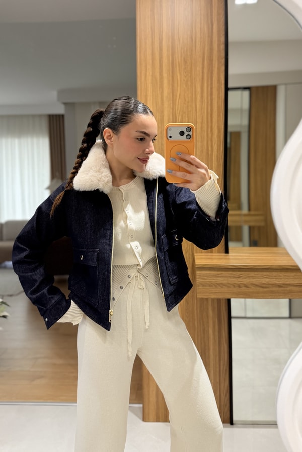 Welma Krem Çıtçıt Düğmeli Triko Takım