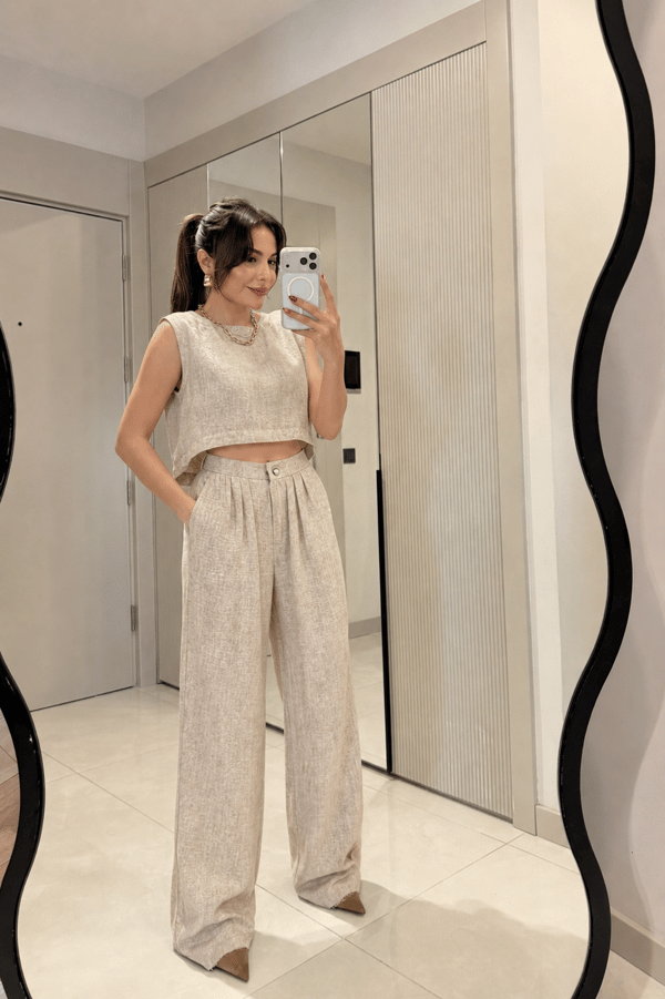 Windler Camel Crop Pantolon Takım