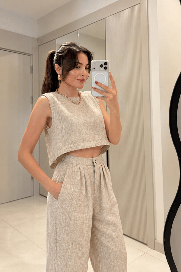 Windler Camel Crop Pantolon Takım