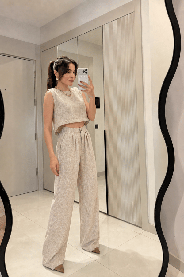 Windler Camel Crop Pantolon Takım