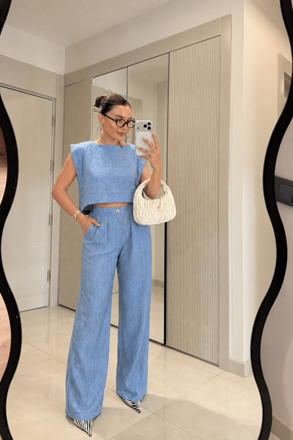 Windler Mavi Crop Pantolon Takım