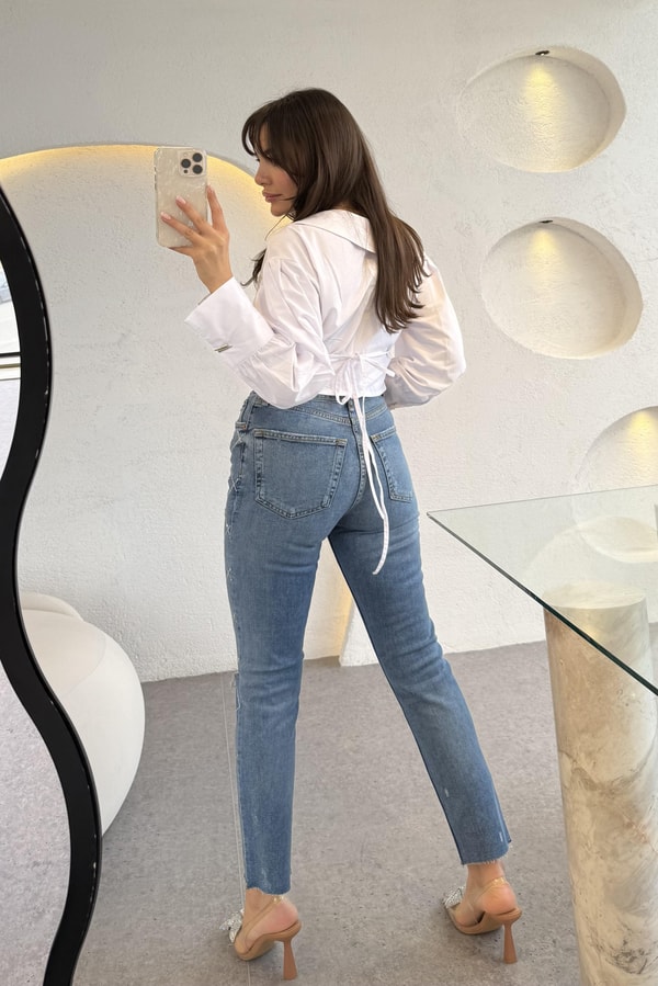Winner Çapraz Taşlı Boyfit Jean