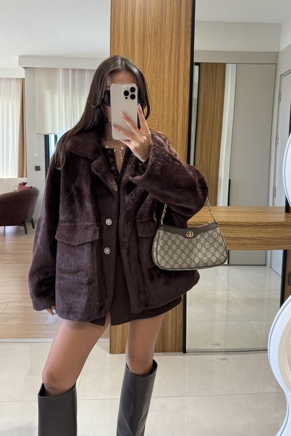 Winter Kahve Premium Peluş Kaban