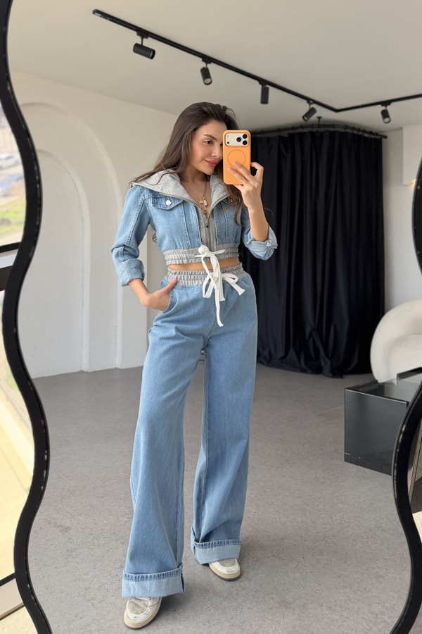 Wiser Midblue Denim Karışımlı Takım