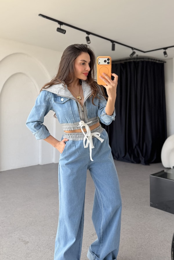 Wiser Midblue Denim Karışımlı Takım