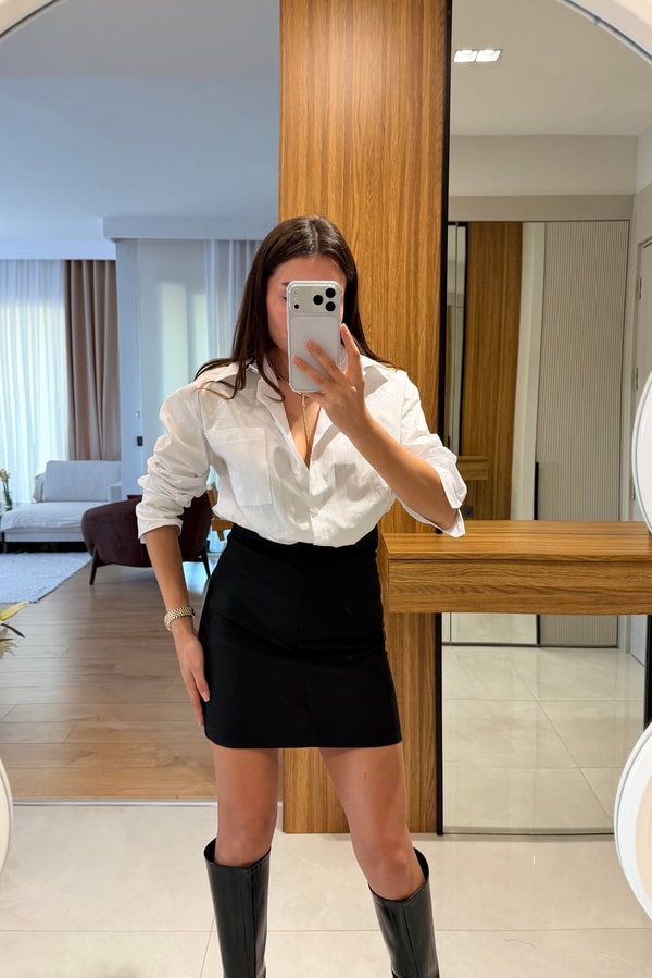 Womens Gömlekli Etek Elbise