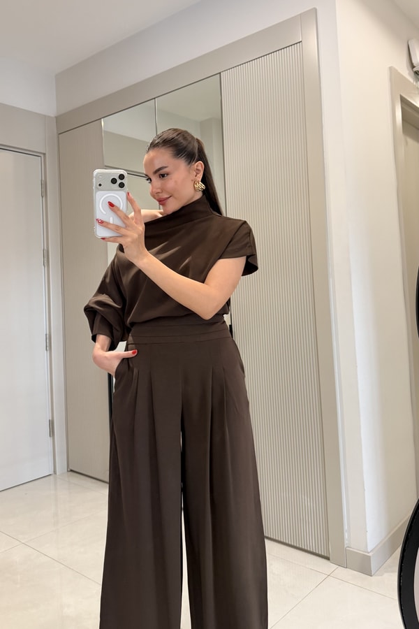 Worker Acı Kahve Kayık Yaka Premium Takım