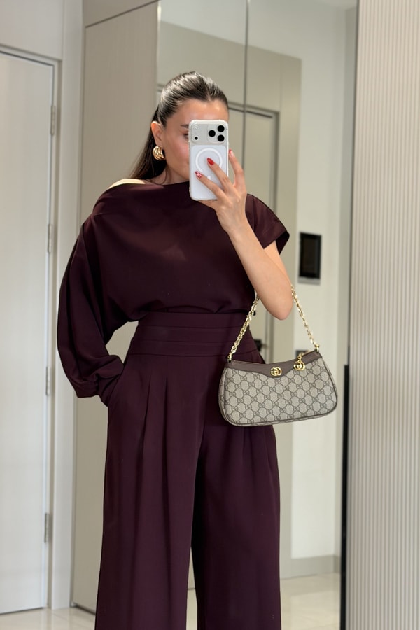 Worker Bordo Kayık Yaka Premium Takım