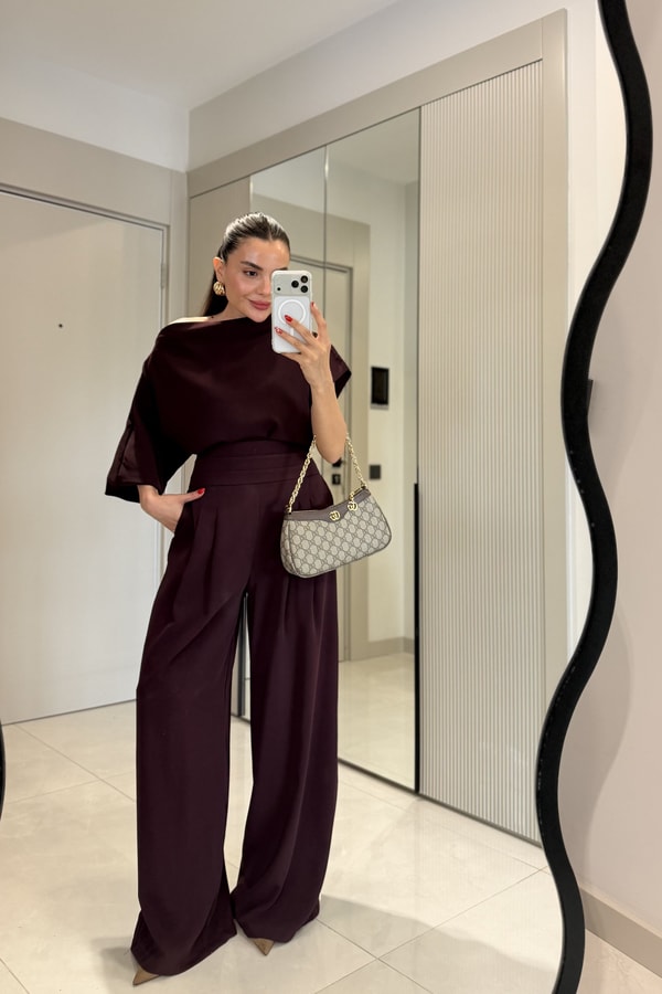 Worker Bordo Kayık Yaka Premium Takım