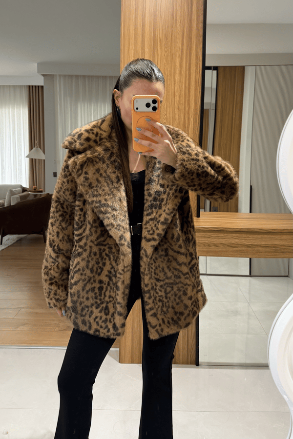Yolanda Kaplan Desen Yakalı Kürk 