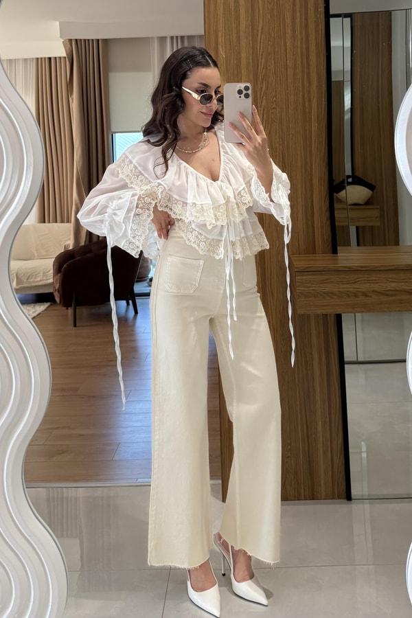 Zayra Bej Cep Detaylı Jean 