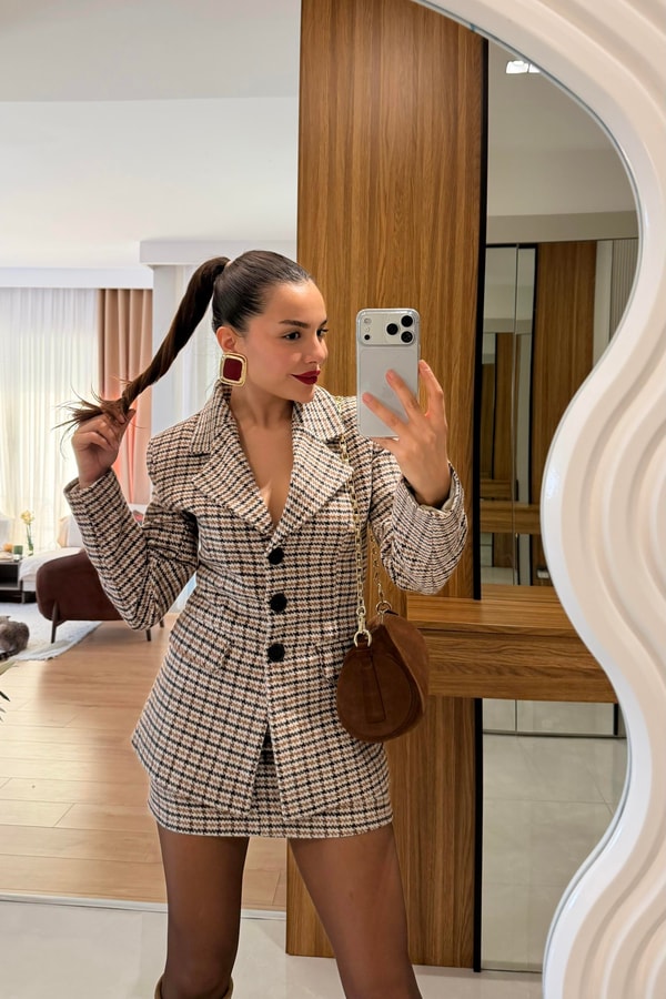 Zeina Bej Blazer Etek Tüvit Takım