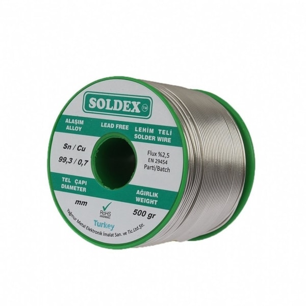 1.00mm 500Gr Soldex Kurşunsuz Lehim Teli Sn99.3 Cu 0.7