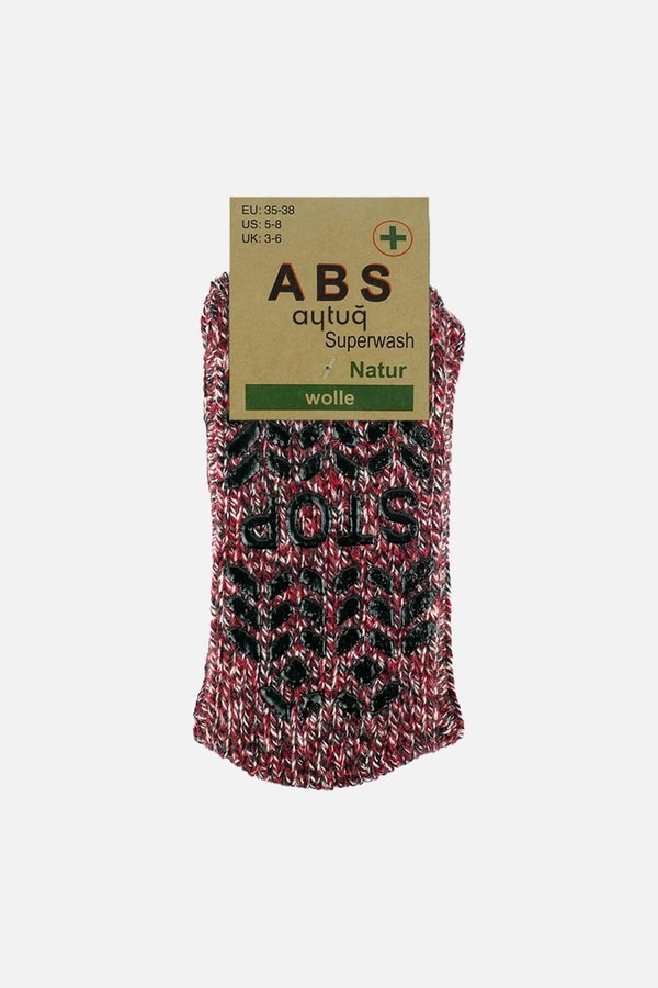 Aytuğ Kadın Merino Yünü Cold Blocker Kışlık Kaydırmaz Tabanlı Soket Çorap Kırmızı