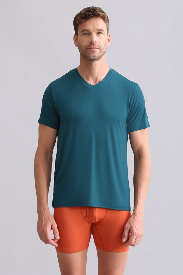 Erkek Bambu Zeus V Yaka Fanila Fit Green