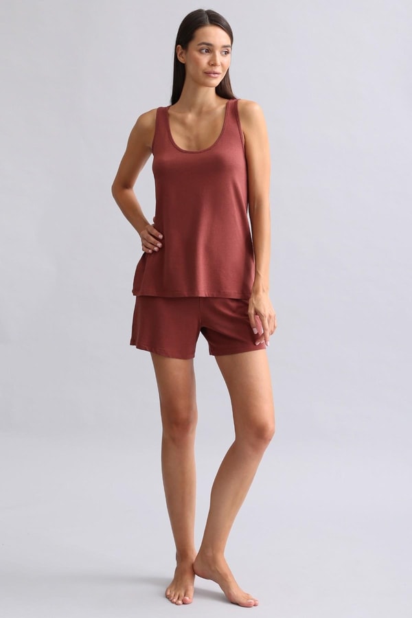 Kadın Bambu Regular Pijama Üst Bordo