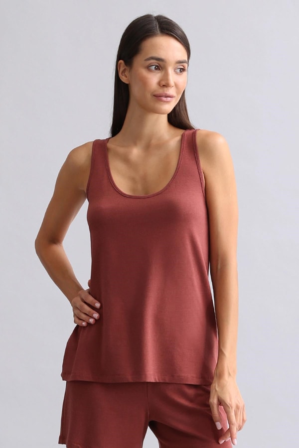 Kadın Bambu Regular Pijama Üst Bordo