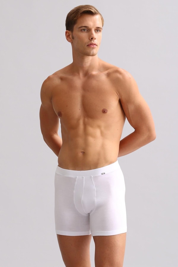 Mısırlı BAMBU ZEUS LUXURY Regular Fit Metal Armalı Long Boxer Beyaz