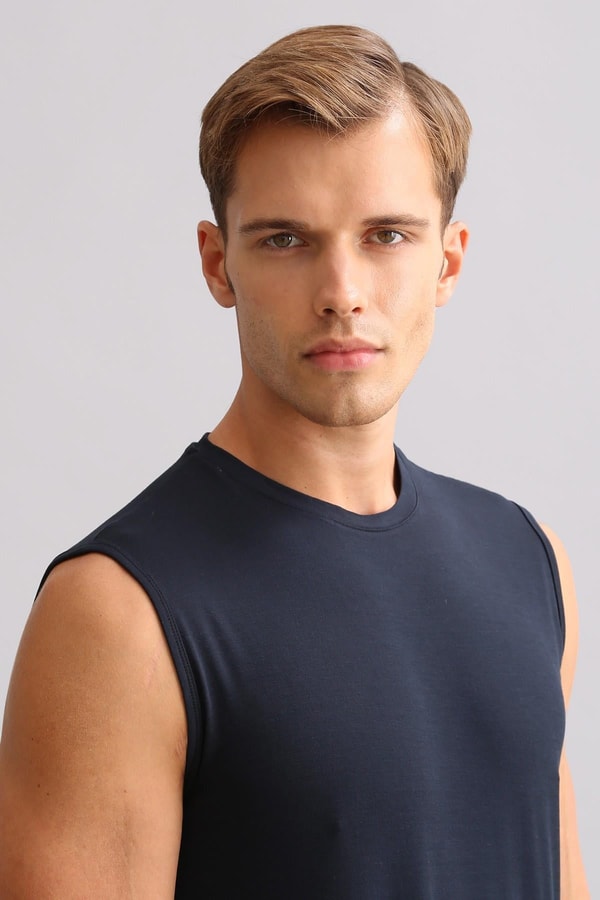 Mısırlı BAMBU ZEUS LUXURY Regular Fit Bisiklet Yaka Sporcu Atlet / T-Shirt Lacivert