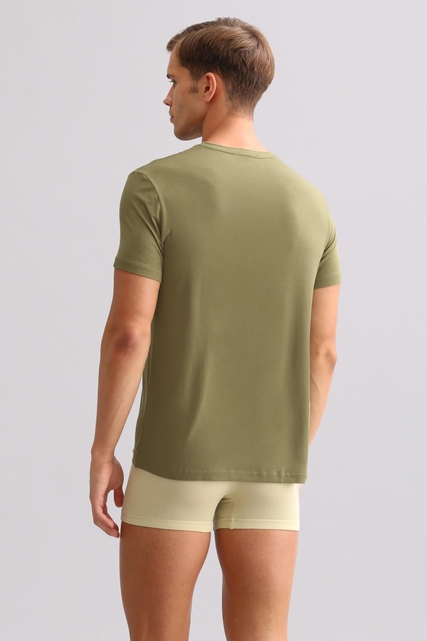 Mısırlı BAMBU ZEUS LUXURY Regular Fit Bisiklet Yaka Fanila / T-Shirt Haki Zeytin