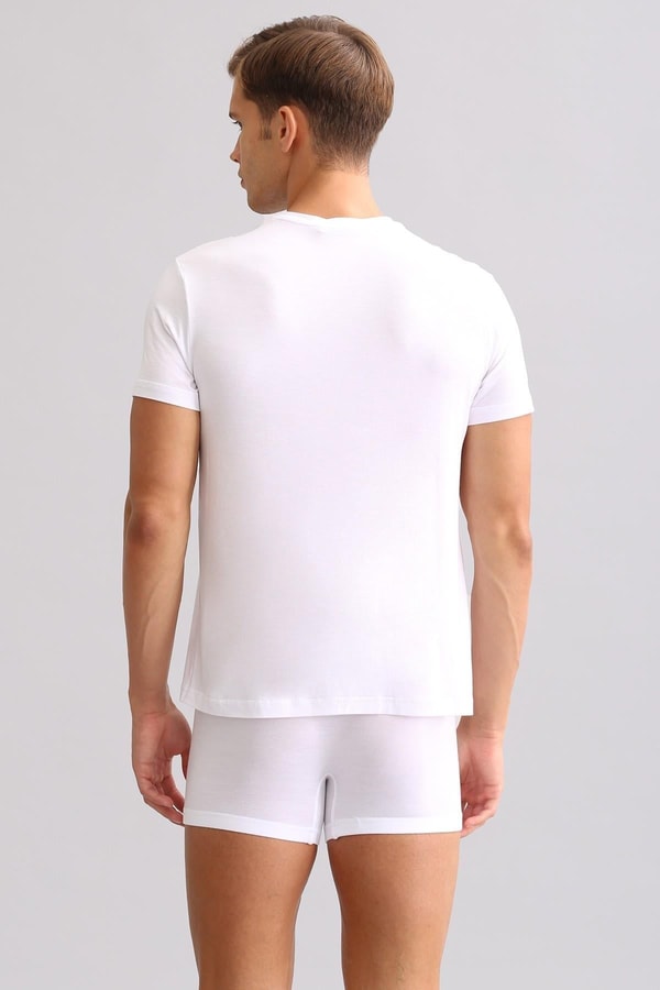 Mısırlı BAMBU ZEUS LUXURY Regular Fit Bisiklet Yaka Fanila / T-Shirt Beyaz