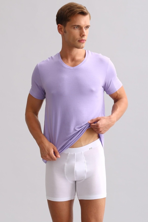Mısırlı BAMBU ZEUS LUXURY Regular Fit V Yaka Fanila / T-Shirt Mor
