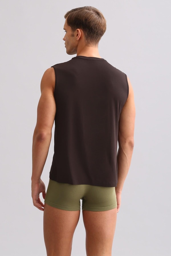Mısırlı BAMBU ZEUS LUXURY Regular Fit Bisiklet Yaka Sporcu Atlet / T-Shirt Kahverengi
