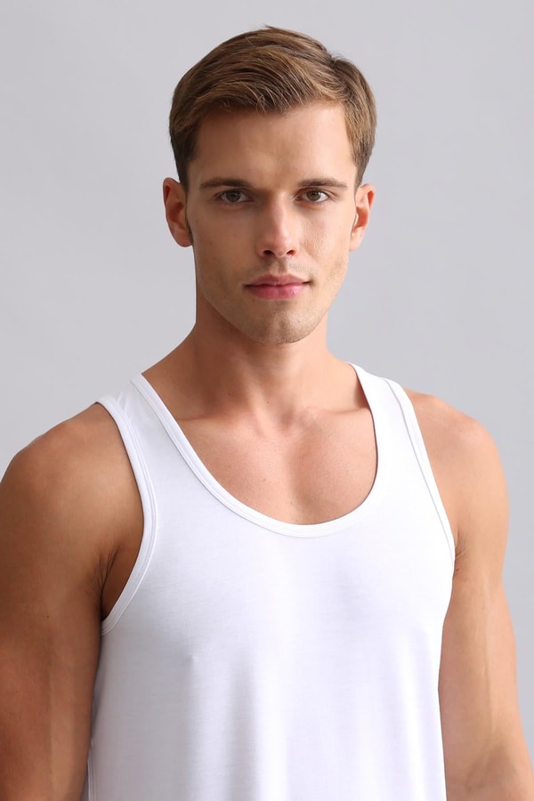Mısırlı BAMBU ZEUS Regular Fit Basic Atlet / T-Shirt Beyaz