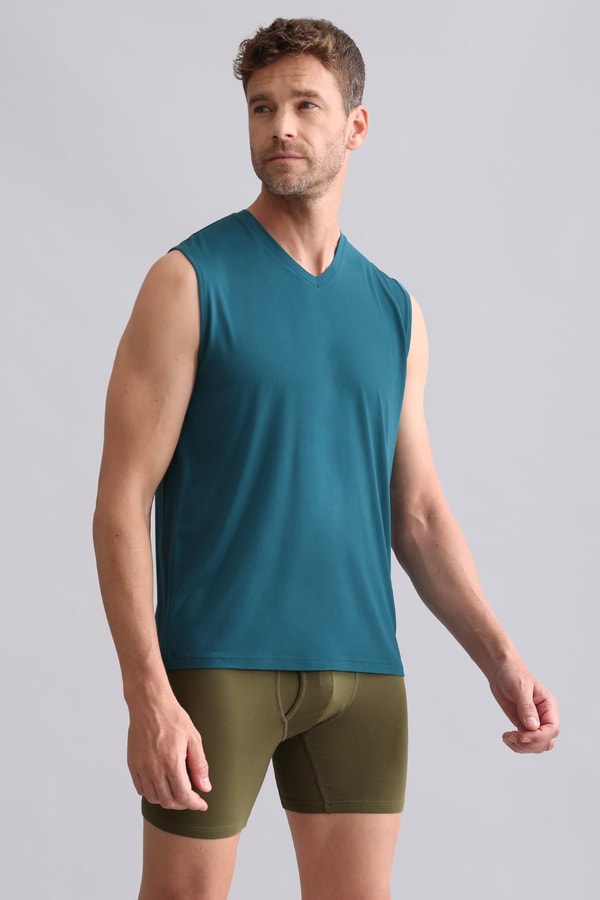 Mısırlı BAMBU ZEUS Regular Fit V Yaka Sporcu Atlet Fit Green