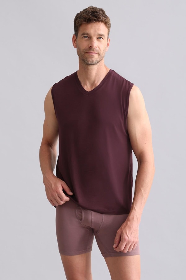Mısırlı BAMBU ZEUS Regular Fit V Yaka Sporcu Atlet Mor