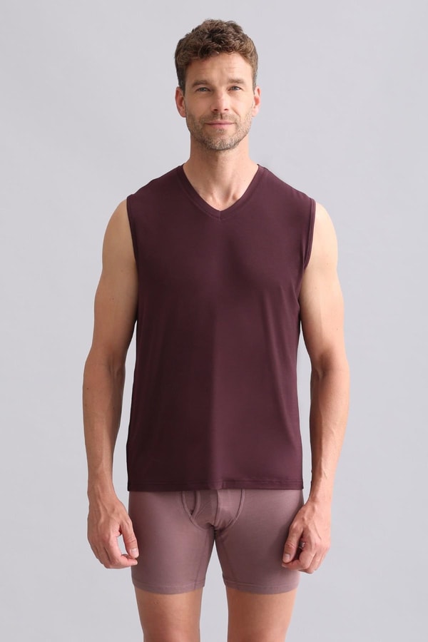 Mısırlı BAMBU ZEUS Regular Fit V Yaka Sporcu Atlet Mor