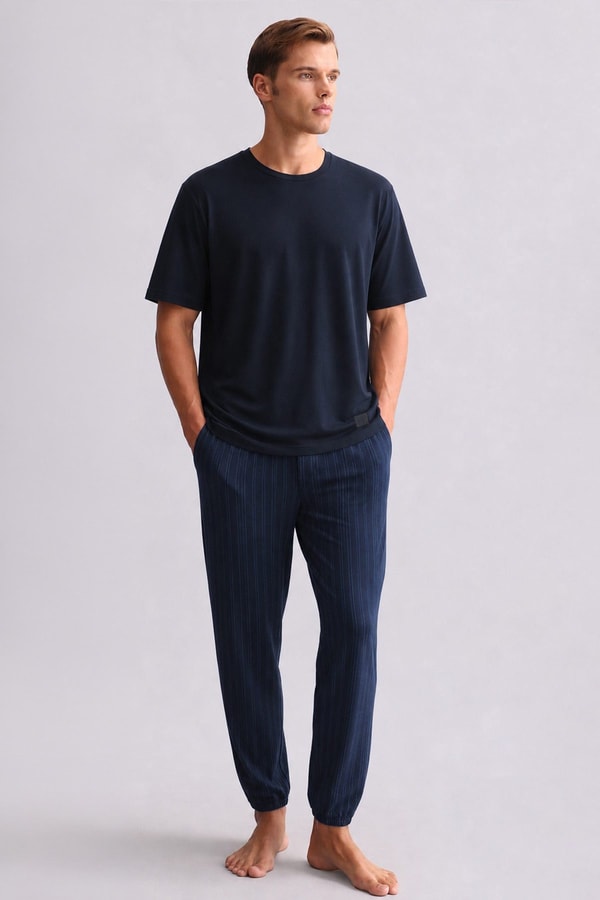 Mısırlı Erkek Bambu Jogger Pantolon Lacivert