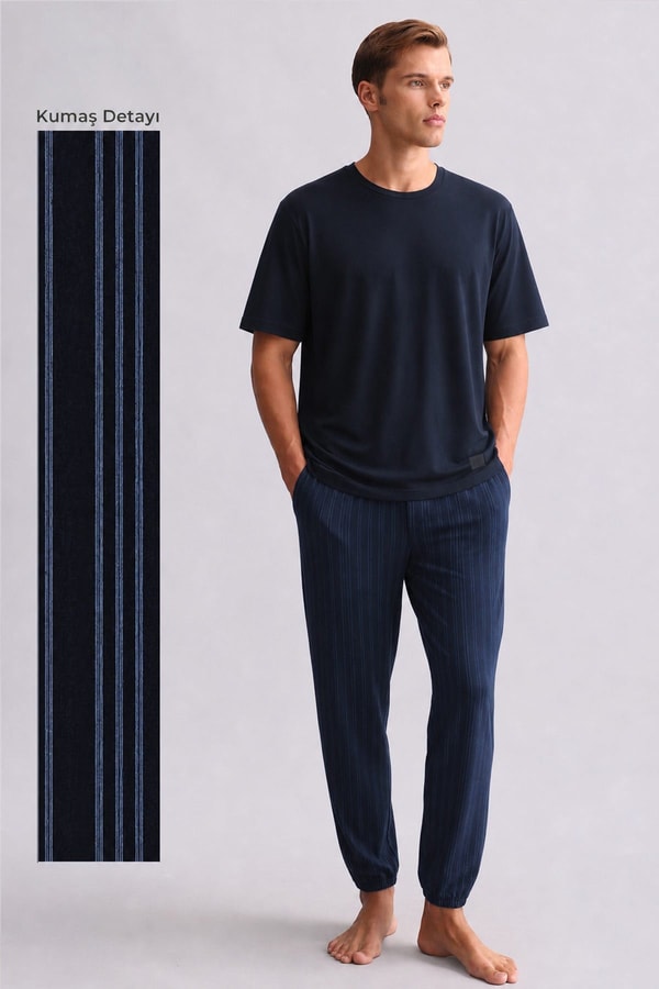 Mısırlı Erkek Bambu Jogger Pantolon Lacivert