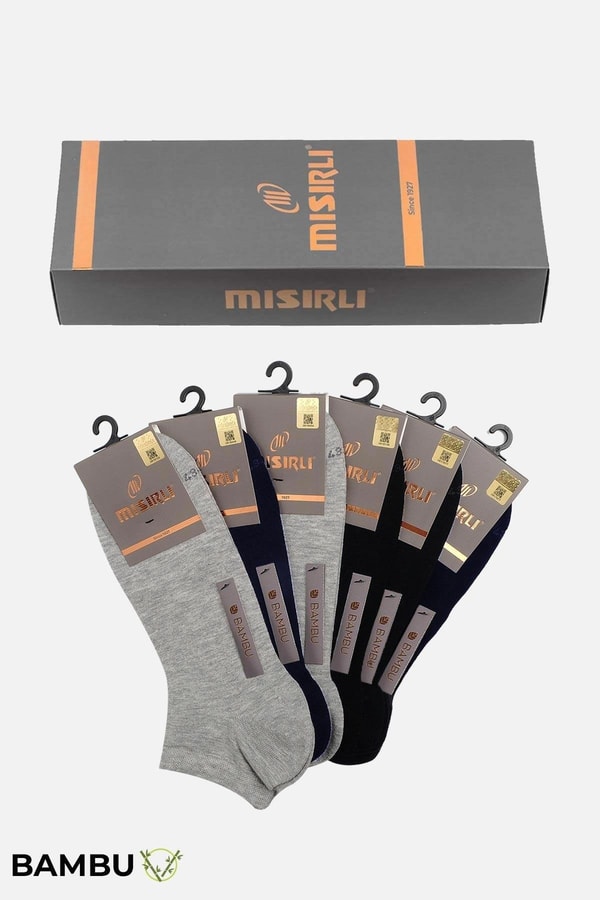 Mısırlı Erkek Bambu Kutulu 6 Çift Yazlık Patik Çorap Çok Renkli