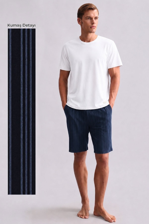 Mısırlı Erkek Bambu Pijama Şort Lacivert