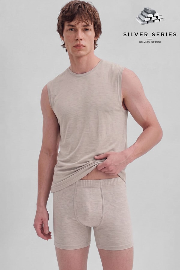Mısırlı Erkek Gümüş Uzun Boxer Gri Melanj