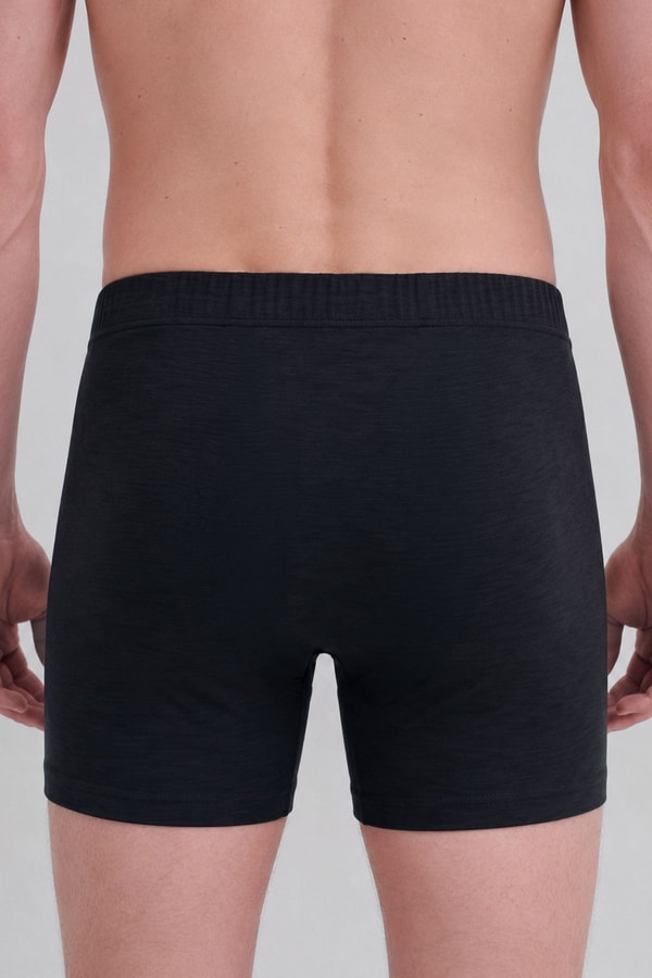 Mısırlı Erkek Gümüş Uzun Boxer Siyah
