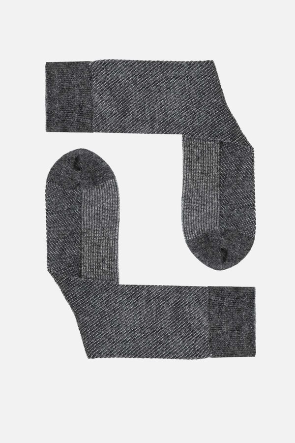 Mısırlı Erkek Kuzu Yünü (Lambswool) Tekli Soket Çorap Füme