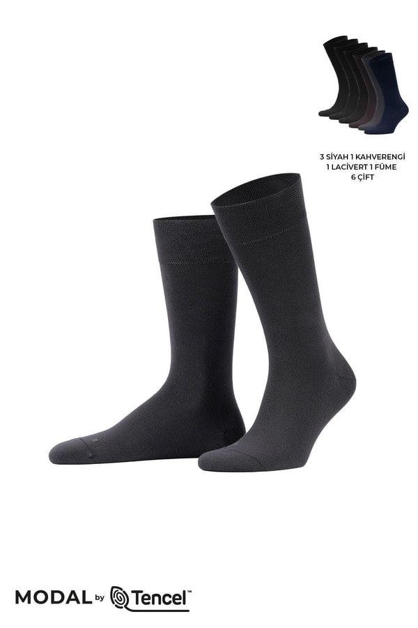 Mısırlı Erkek Modal Ergonomik Kutulu 6 Çift Soket Çorap Çok Renkli