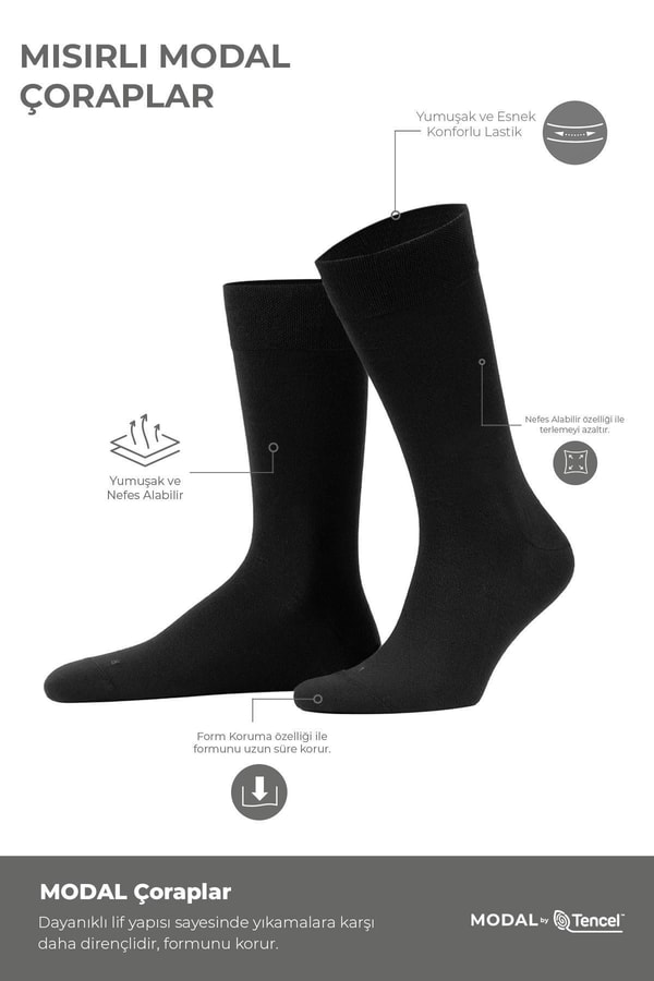 Mısırlı Erkek Modal Ergonomik Kutulu 6 Çift Soket Çorap Çok Renkli