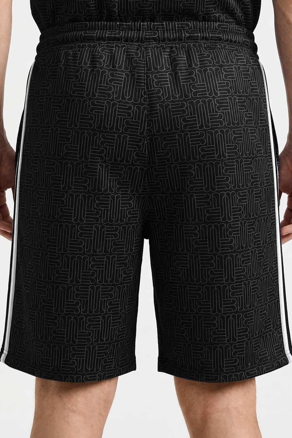Mısırlı Erkek Monogram Tiktak Detaylı Şort Siyah
