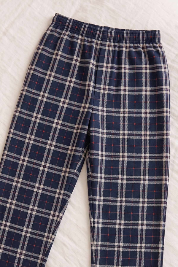 Mısırlı Erkek Pamuk Ekoseli Alt Pijama Saks