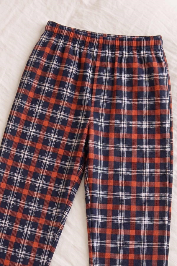 Mısırlı Erkek Pamuk Ekoseli Alt Pijama Oranj