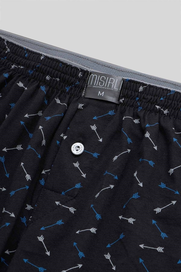 Mısırlı Erkek Pamuk Köşe Üçgen Relax Fit Boxer Ok Desenli/Siyah